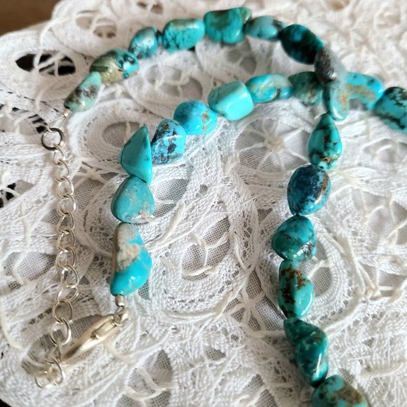 Handmade Turquoise and clear Quartz necklace/choker. - Picture 2 of 5